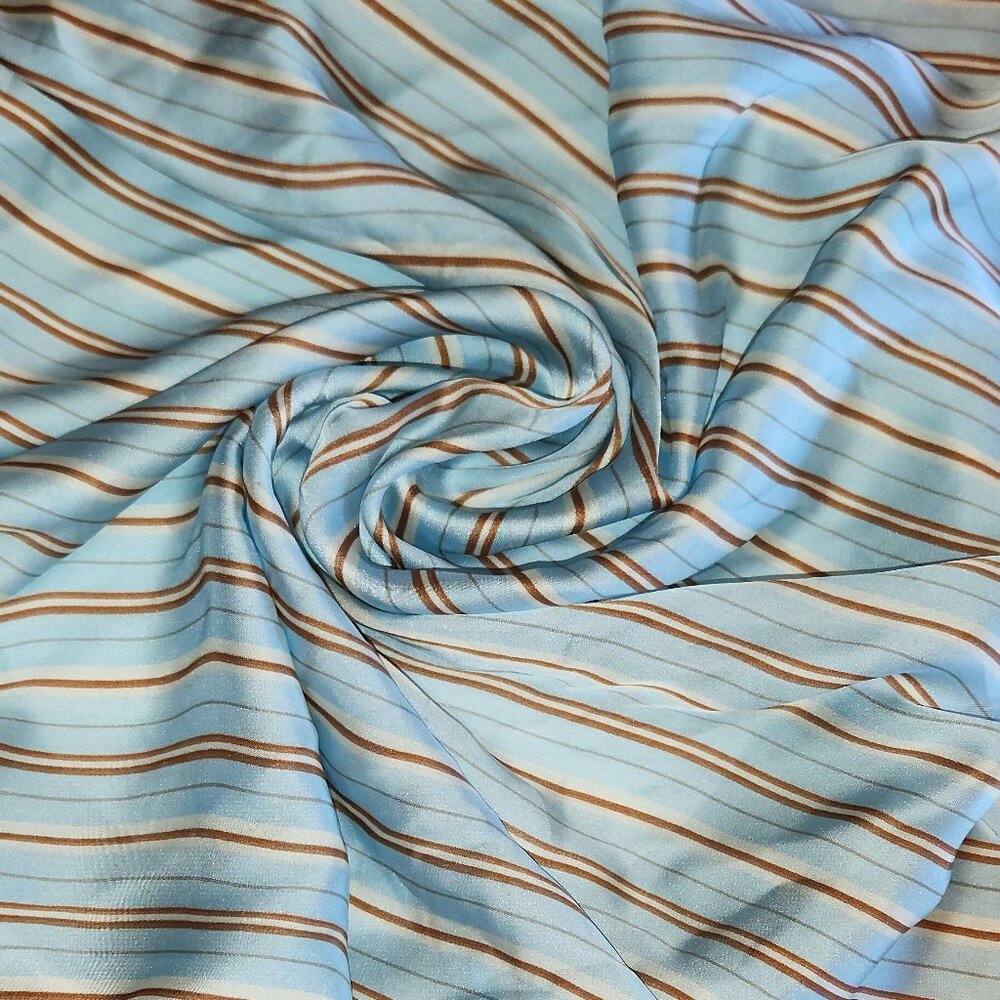 Cleobella   Blue with Tan Striped Scarf  32.5" X 32.5 "
